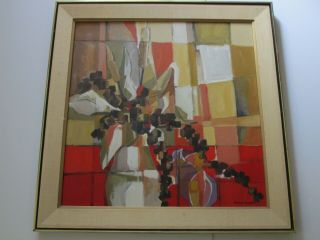 Marcia Barrett Painting 1970 Abstract Expressionism Cubism Cubist Floral Flowers