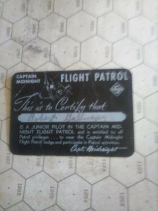 Captain Midnight Flight Patrol Membership Card,  1940,  Skelly Oil