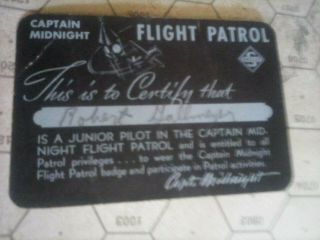 Captain Midnight Flight Patrol Membership Card,  1940,  Skelly Oil 2