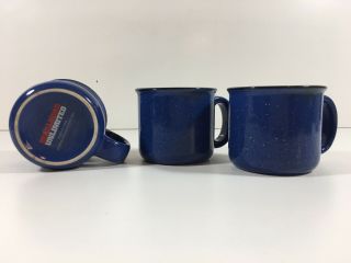 Set Of 3 Oversized Marlboro Unlimited Speckled Blue Stoneware Coffee Mugs