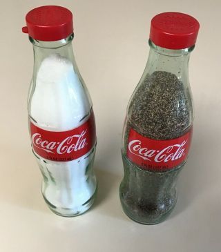 Coca Cola Bottle Salt & Pepper Shakers 8 Fl.  Oz.  7 1/2 " L & (s)