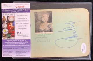 Mae West Autograph Jsa Certified 1950