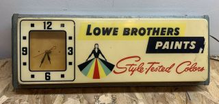 Ultra Rare Lowe Brothers Advertising Clock Light Sign 1958 Paint Hardware Store