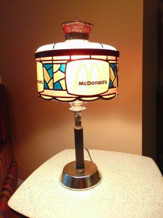 Vintage Mcdonalds Lamp Tiffany Style Plastic Tilts Table Lamp Rare