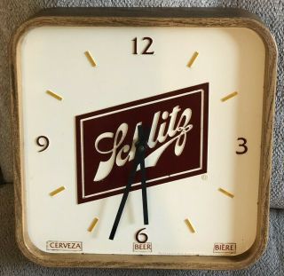 Schlitz Beer Wooden Vintage Advertising Sign Clock 11 " X 11 " 1982