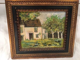 Oil On Board Painting By German Born Artist L.  Michel Country Farmhouse