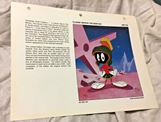 Rare Warner Brothers Marvin The Martian Laminated Cel Promo Binder Page Classic