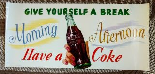 Very Rare 1950s Coca - Cola Litho Window Sign.  Nos &