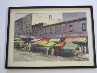Batchelder Painting American Regionalism Street Scene Vendors Stores Listed Aws