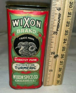 Antique Wixon Turmeric Spice Tin Vintage Chicago Il Grocery Store Can Ram Sheep