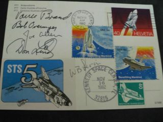 Sts 5 Launch/landing Ksc Orig.  Signed Crew,  Space