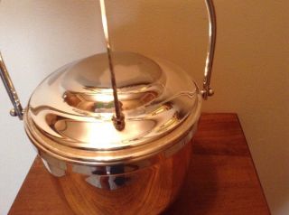Vintage Gorham Silverplate Ice Bucket With Hinged Lid And Glass Liner 2