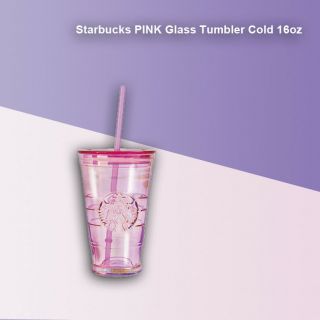 Starbucks Glass Cup 2019 China Summer Siren Logo Pink 16oz Water Bottle