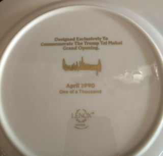 Trump - Taj Mahal - Grand Opening Commemorative Plate Lenox 1990 RARE 2