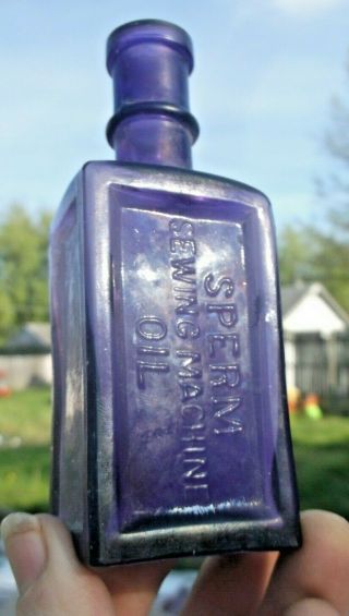 Purple Colored Sperm Sewing Machine Oil Bottle 1890 