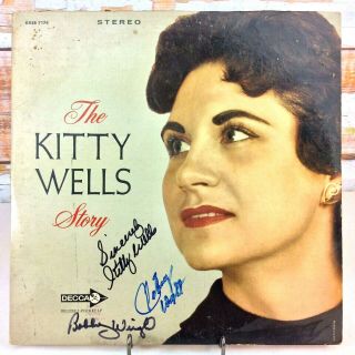 The Kitty Wells Story Double Lp Autographed By Kitty Johnny Bobby Wright Decca