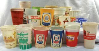 40 Vintage Wax Coated Paper Drink Coffee Cups Various Restaurants Burger King,