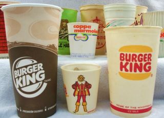 40 vintage wax coated paper drink coffee cups various restaurants Burger King, 5