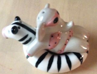 Zebra & Elephant Salt& Pepper Shakes Clay Art
