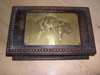 Rare Antique Labrador Retriever Dog Hand Carved Wooden Box 1930