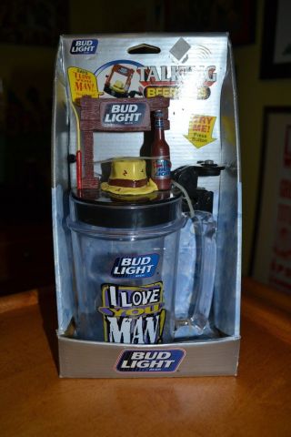 Vintage 1997 Bud Light I Love You Man Talking Beer Mug Fishing Budweiser