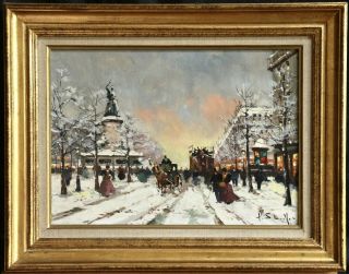 Henri Schaeffer (1900 - 1975) Signed French Impressionist Oil Paris Winter Snow