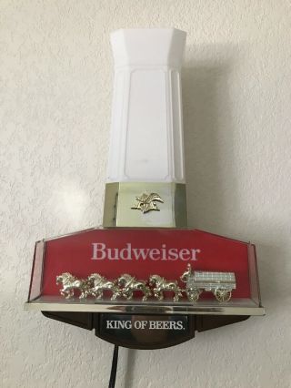 Vintage Budweiser On - Tap 15” Electric Lighted Beer Bar Sign Clydesdale Horse