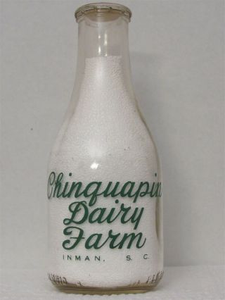 Trpq Milk Bottle Chinquapin Dairy Farm Inman Sc Spartanburg County Guernsey 1958