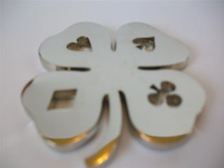 Silver Lucky Four Leaf Clover Suited Heavy Poker Card Guard Hand Protector