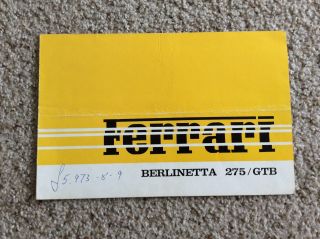 1960s Ferrari Berlinetta 275/gtb Factory Printed Dealership Sales Hand