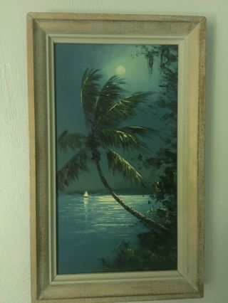 Highwaymen Painting “moonlight Sailboat” Oil On Upson Board The R.  A.  Mcclendon