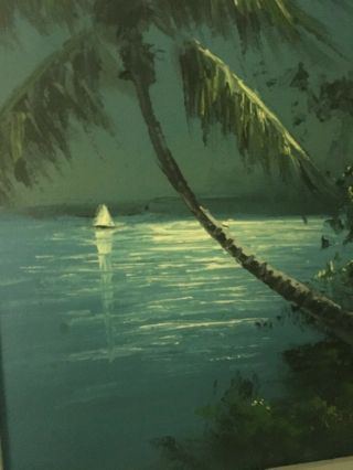 Highwaymen Painting “Moonlight Sailboat” Oil on Upson Board The R.  A.  McClendon 2