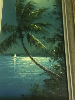 Highwaymen Painting “Moonlight Sailboat” Oil on Upson Board The R.  A.  McClendon 7