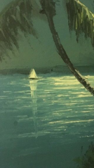 Highwaymen Painting “Moonlight Sailboat” Oil on Upson Board The R.  A.  McClendon 9