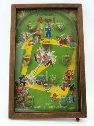 1930s Northwestern Products Poosh - M - Up Jr Table - Top Pinball Baseball Arcade Game