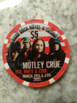 Hard Rock 2005 Motley Crue $5 Casino Chip - Mint/new.