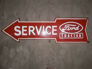 Porcelain Ford Tractor Service Enamel Sign 24 " X 7 " Inches