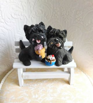 Cairn Terrier Pair Summer Ice Cream Day Sculpture Clay By Raquel At Thewrc
