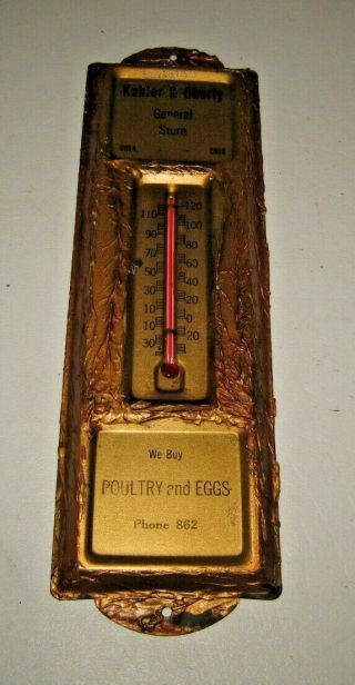 Kahler & Oberly Poultry & Eggs Advertising Wall Thermometer Dola Ohio Bb34