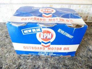 Vintage Nos 4 Pack Rpm Outboard Motor Oil Full 6 Oz.  Metal Cans Chevron 2 Cycle