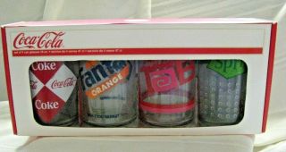 Arc Luminarc 16oz Coca Cola Tab Sprite Fanta Retro Can Glass Set Of 4