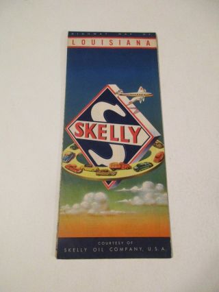 Vintage Skelly Louisiana Oil Gas Service Station Travel Road Map 1940 Population