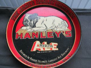 Hanley ' s Peerless Ale Beer tray Bulldog James Hanley Company Providence R.  I. 4