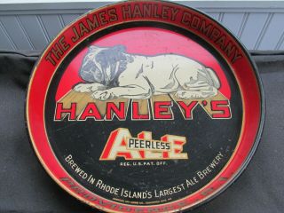 Hanley ' s Peerless Ale Beer tray Bulldog James Hanley Company Providence R.  I. 8
