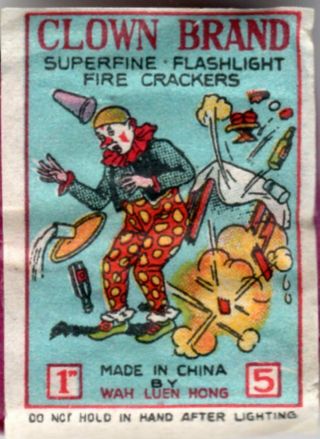 Clown Brand Penny Pack Firecracker Label,  Complete W/ Glassine