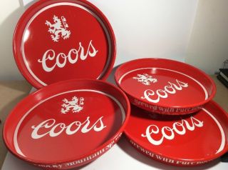 Set Of 4 Vintage Coors Beer Tin Metal Trays