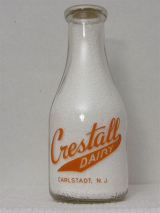 Trpq Milk Bottle Crestall Dairy Farm Carlstadt Nj Bergen County 