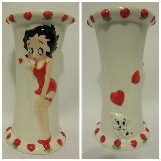 2003 Betty Boop 3d Flower Vase With Hearts Hand Painted Home Decor Tabletop Coll