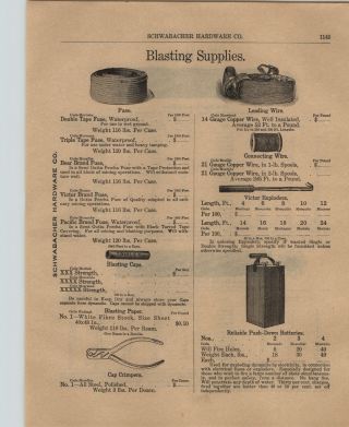 1903 Paper Ad Reliable Dynamite Blasting Machine Wood Push Down Battery Exploder
