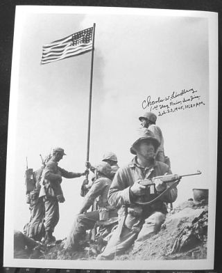 Charles W.  Lindberg 1st Flag Raising Rare 1st Generation Signed Ph.  3 Lines